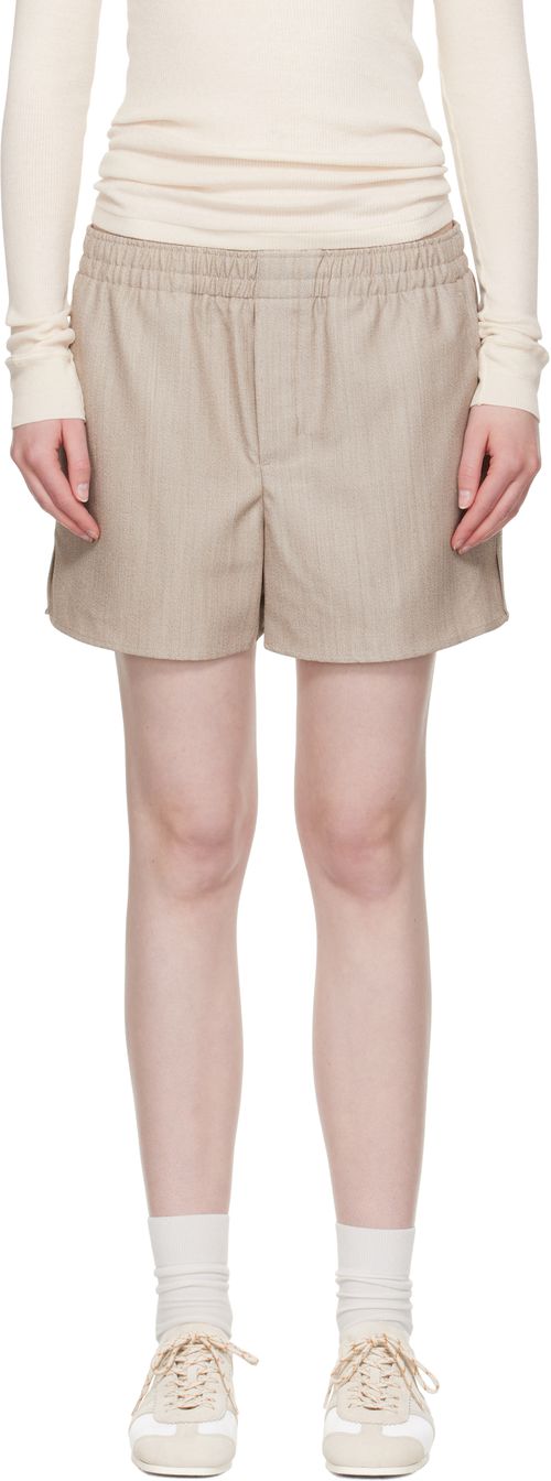 Beige Wool Elasticated Shorts
