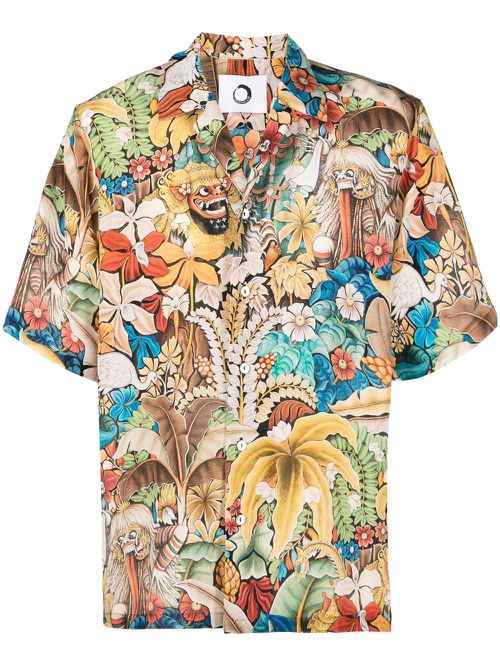 Graphic-print short-sleeve shirt - Neutrals