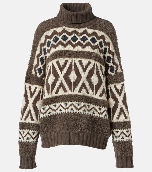 Intarsia wool turtleneck sweater