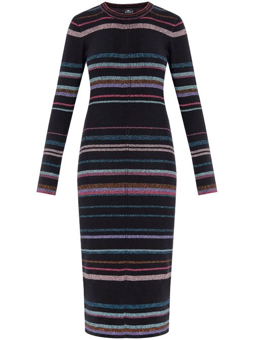 Striped midi dress - Black