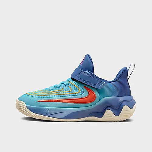 Little Kids Giannis Immortality 4 Stretch Lace Basketball Shoes in Denim Turquoise/Mystic Navy/University Gold