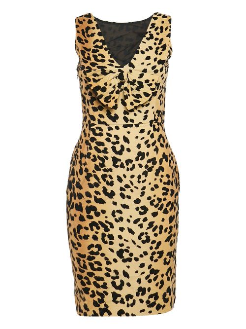 Animal-print V-neck dress - Neutrals