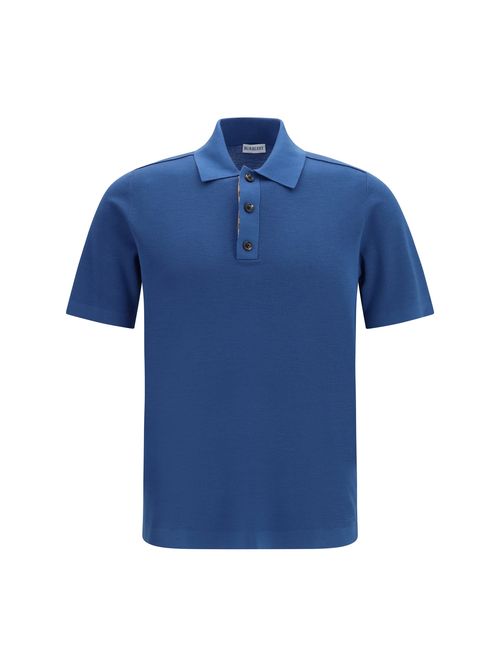 Fleece Wool Knit Polo — Blue