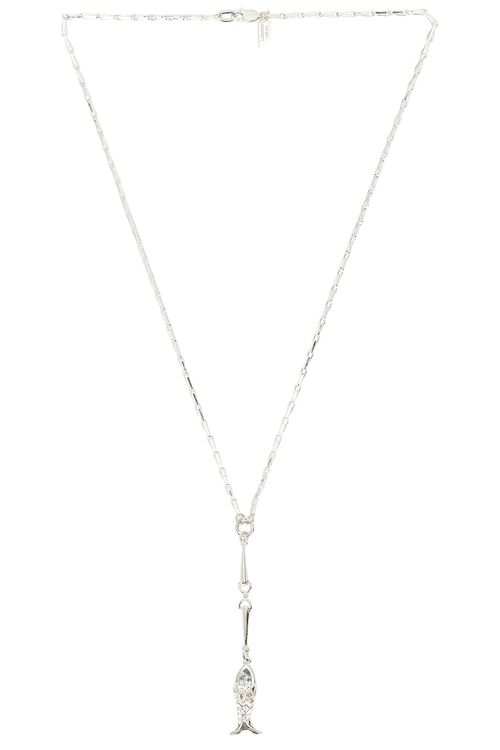 Loren Stewart Pesca Y Necklace in Sterling Silver & Aquamarine - Metallic Silver. a