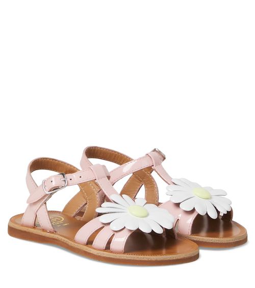 Plagette patent leather sandals