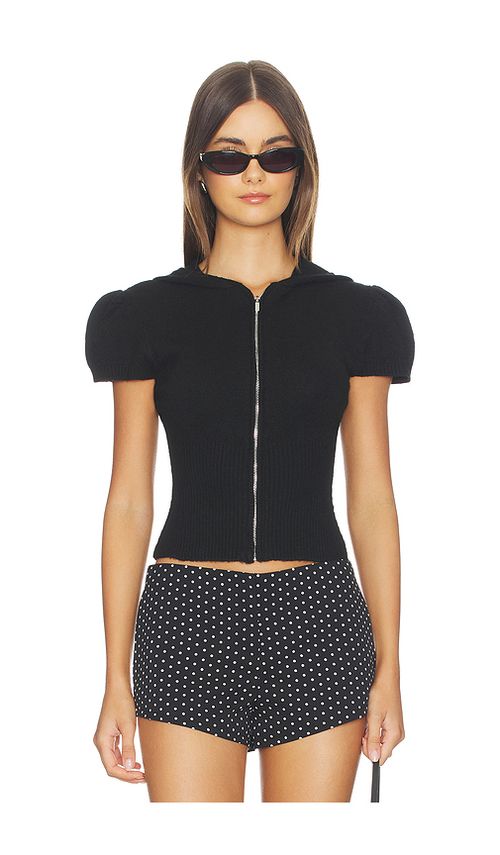GUIZIO Bella Zip Up Hoodie in Black. M. Also in XS