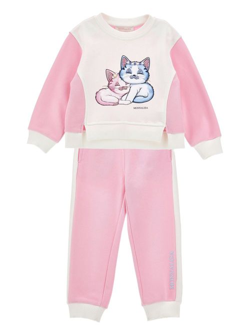 Cat-motif tracksuit - Pink