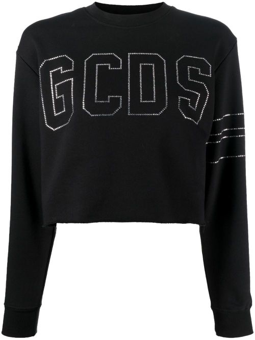 Studded-logo cropped sweatshirt - Black