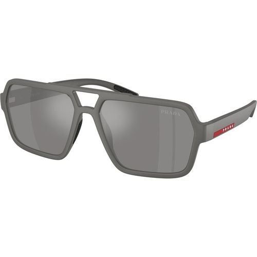 Prada Linea Rossa Man Prada Linea Rossa PS A06S 16X7W1 Sunglasses Injected Grey Grey Pilot Mirrored