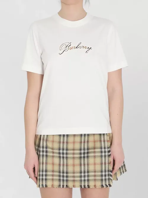 Burberry - check cotton jersey crew neck t shirt