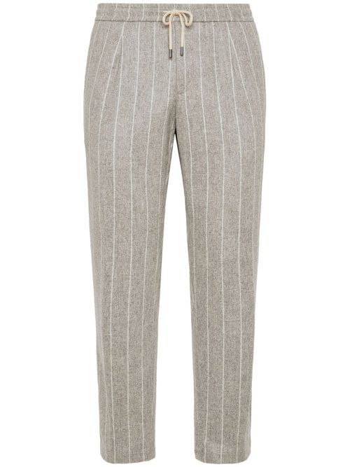 Striped flannel trousers - Neutrals