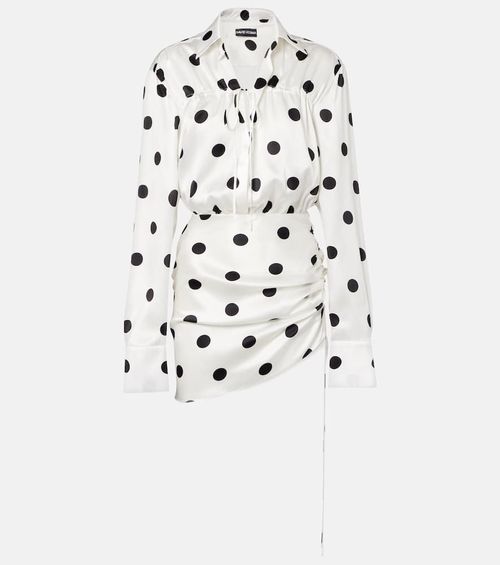 Polka-dot silk satin minidress