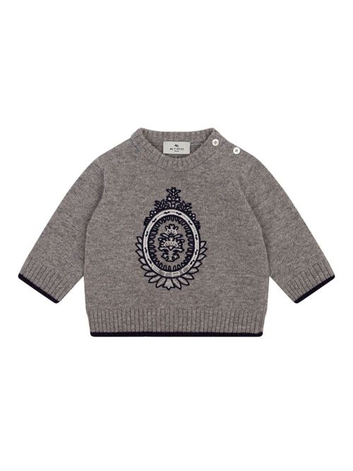 Coat of Arms-embroidered jumper - Grey