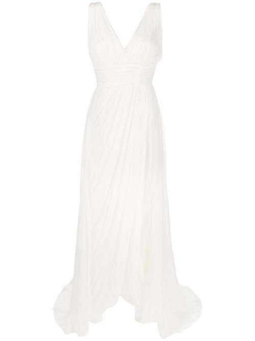 Draped tulle silk gown - White