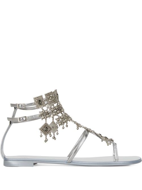 Amira charm-embellished sandals - Grey
