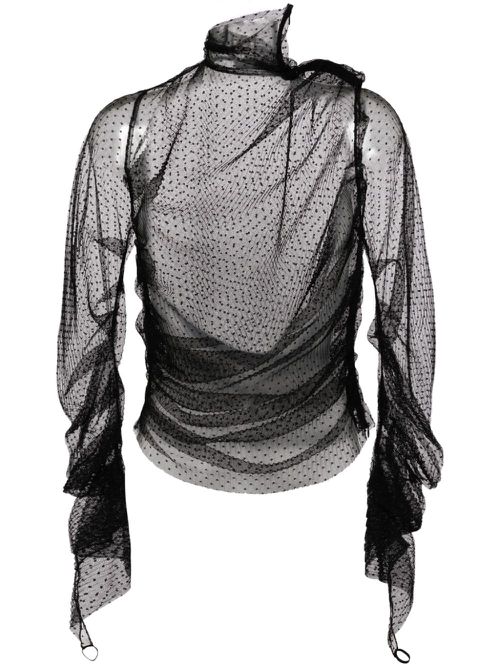 Point-d'esprit tulle top - Black