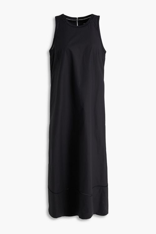 Embroidered cotton-blend poplin midi dress