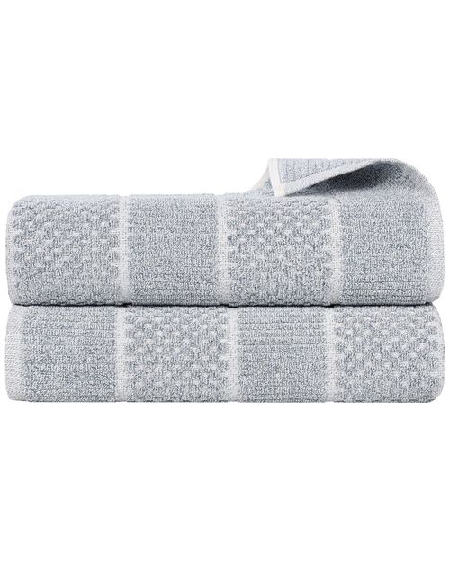 Superior Set of 2 Naples Medium Weight Checkered & Ribbed Bath Sheets
