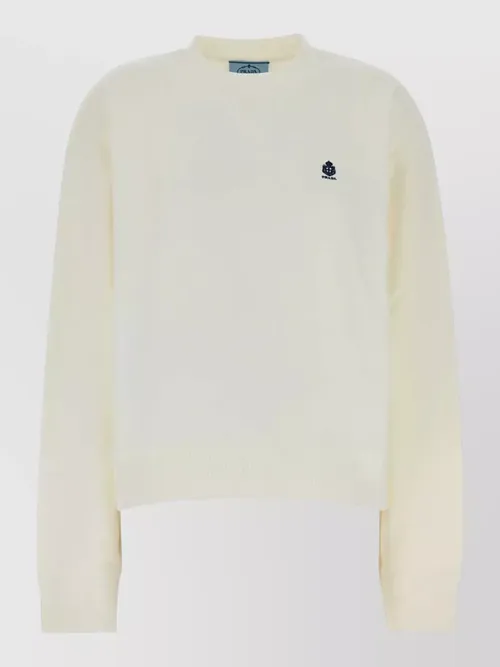 Prada - cotton crew neck sweatshirt ribbed hem cuff
