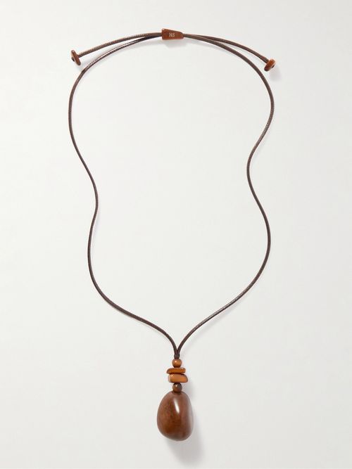 The Pendant Tagua And Leather Necklace - Brown
