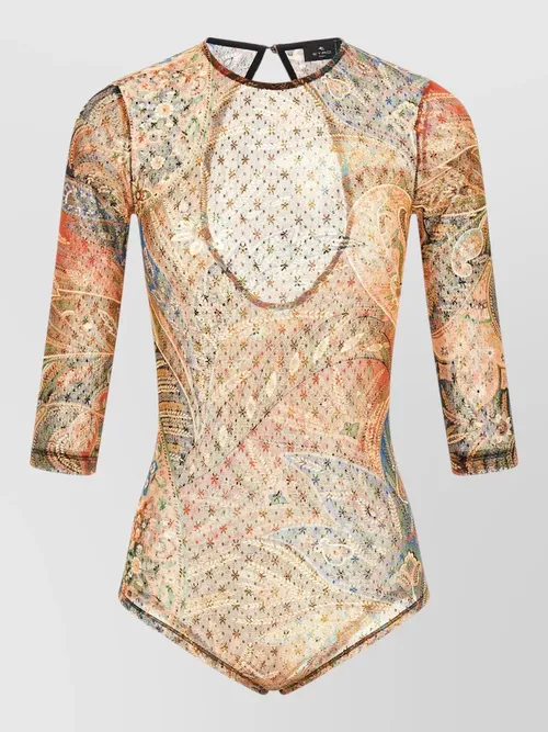 Etro - paisley foliage top round neck keyhole