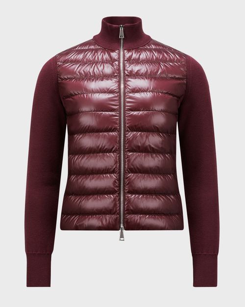 Moncler Padded Wool Cardigan Red