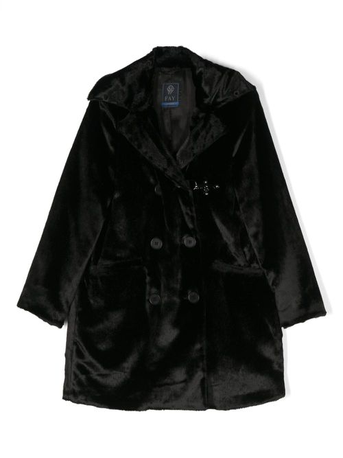 Notched-lapels double-breasted coat - Black