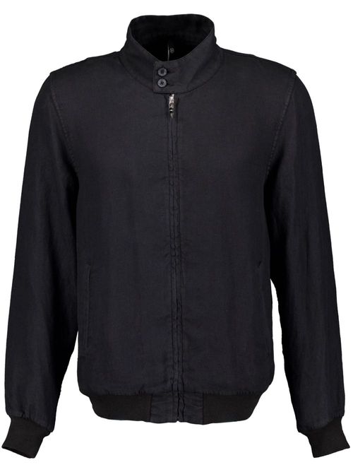 Zip-up linen bomber jacket - Black