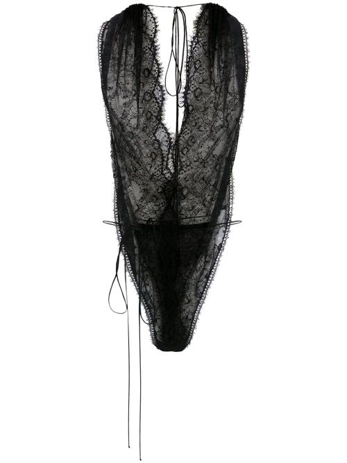 Halterneck lace bodysuit - Black