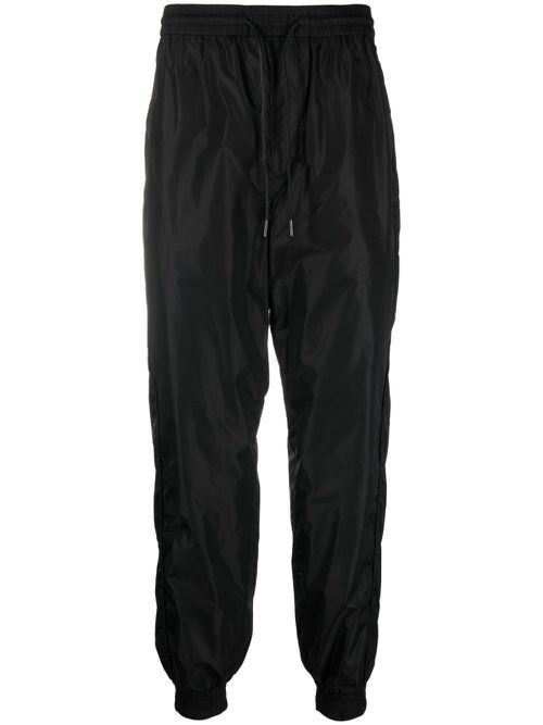 Drawstring-waistband tapered-leg trousers - Black