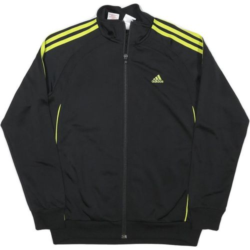 ADIDAS Boys Black & Yellow Track Jacket L Polyester Sportswear Zip Up