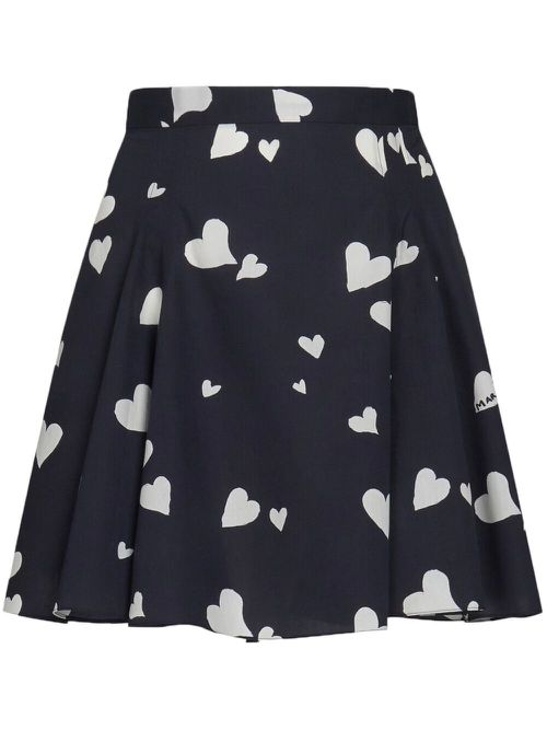 Heart-print mini skirt - Black