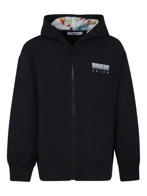 Logo-print zip-up hoodie - Black