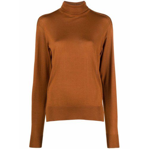 Roll-neck fine-knit jumper - Neutrals