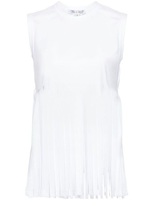 Fringed jersey tank top - White