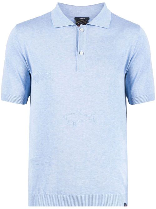 Shark-pattern polo shirt - Blue