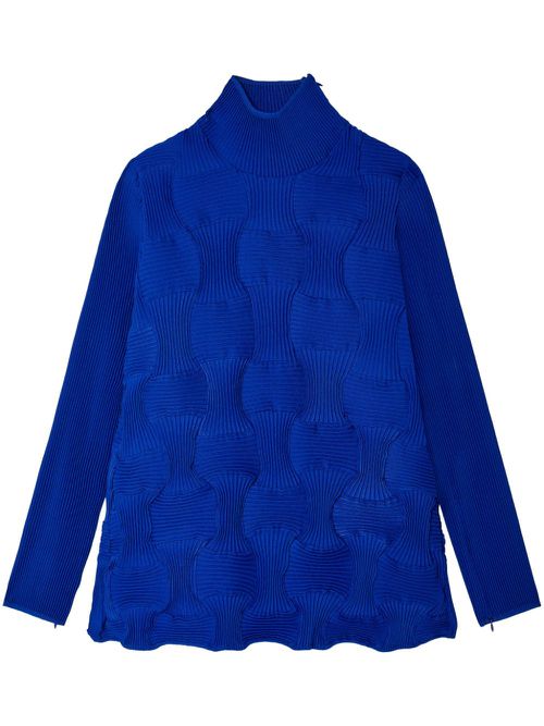 Waffle-effect knitted top - Blue