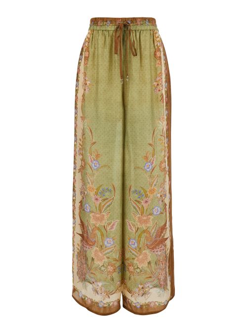Indra Relaxed Pant With Fit Multicolor Silk For Women Trousers - Women