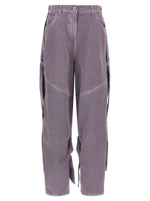 Garment-Dyed Cotton Cargo Pants — Purple