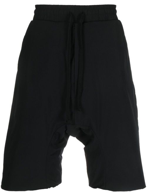 Elasticated-waist drop-crotch shorts - Black