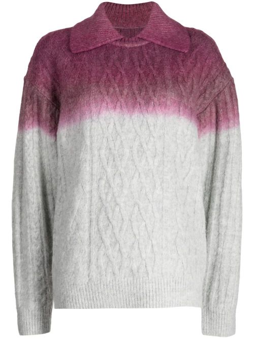 Gradient-effect cable-knit jumper - Purple