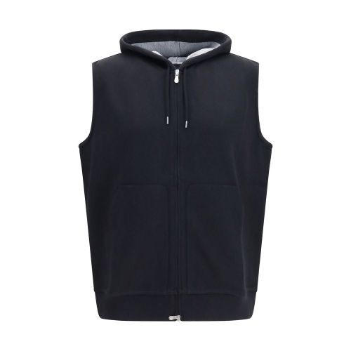 Hooded Cotton Vest — Black