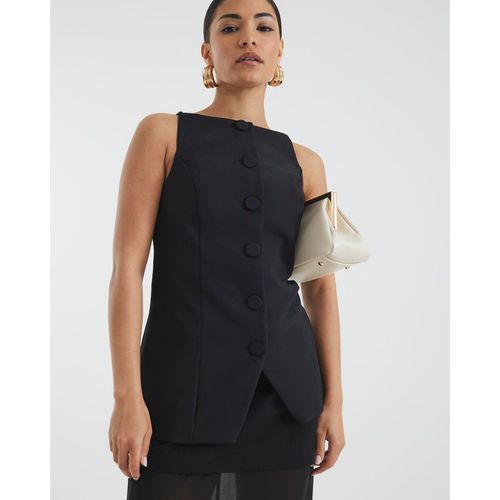 River Island Womens Waistcoat Petite Black Square Neck Strappy