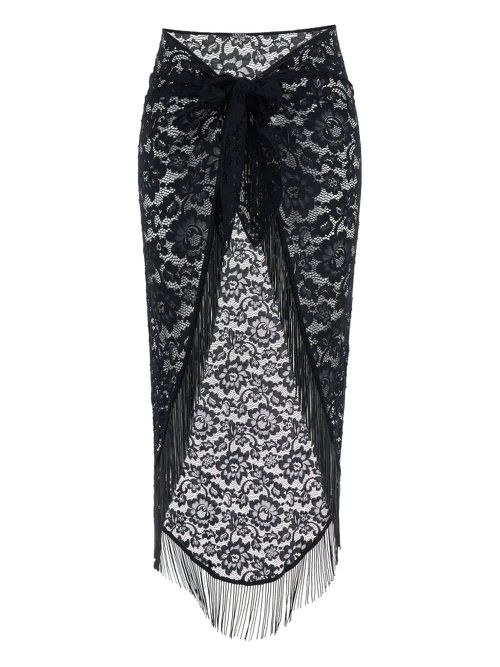 Lace fringed skirt - Black
