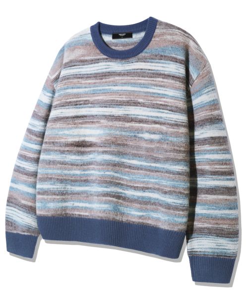 Washable Multi-Color Gradient Crew Neck Knit_Navy