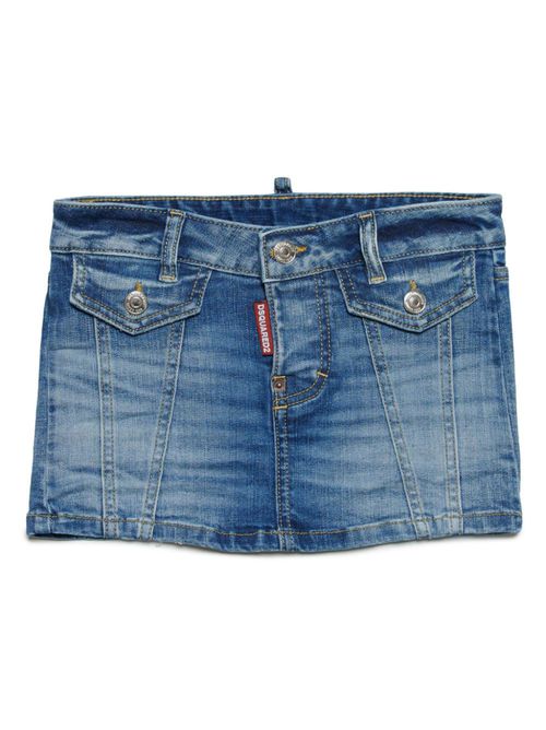 Logo-appliqué denim skirt - Blue