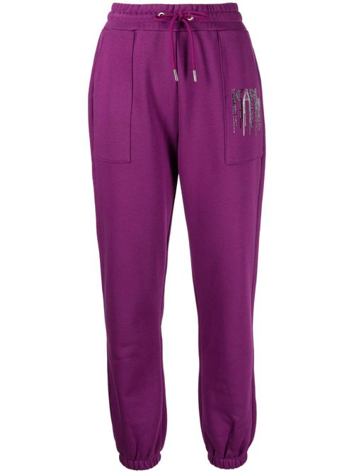 Rhinestone logo-embellished track pants - Purple