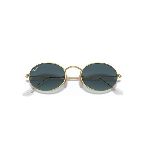 Ray-Ban Oval Metal Sunglasses Arista Gold Frame Blue Lenses 54-21