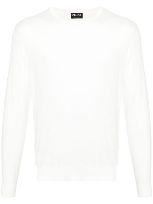 Crew-neck cotton jumper - White