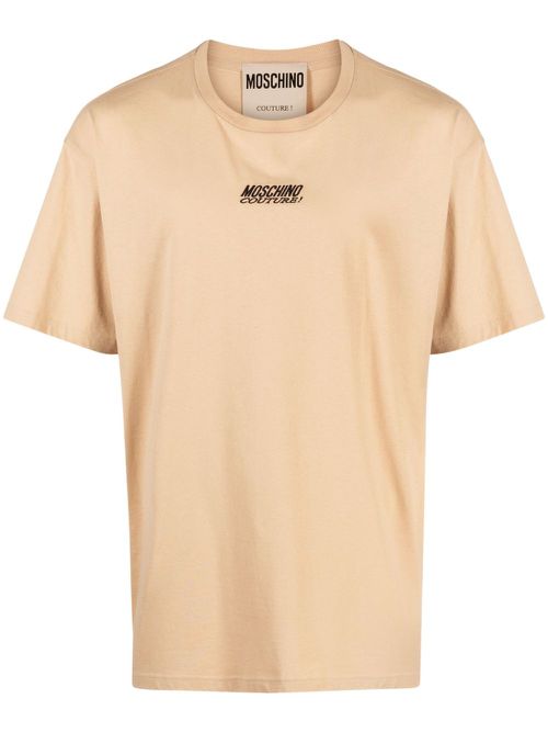 Logo-embroidered cotton T-shirt - Neutrals